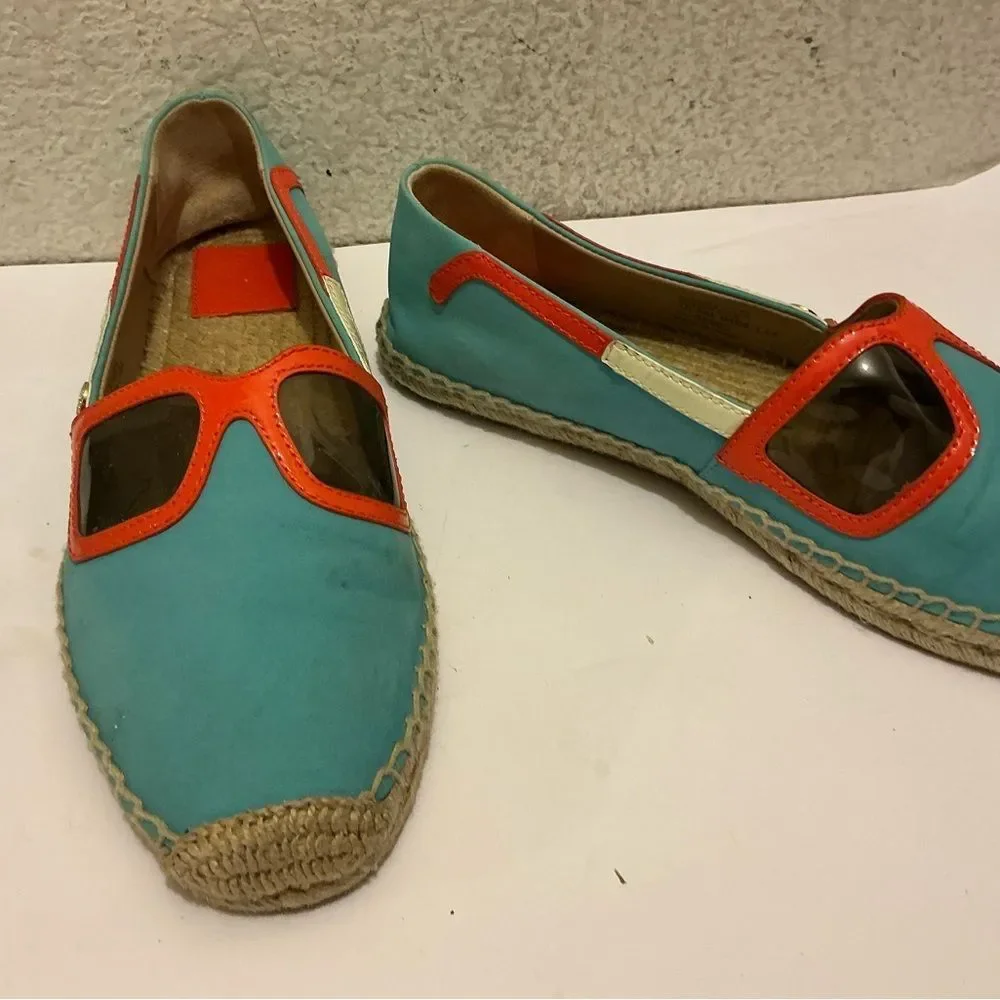 Rare Tory Burch 🏖 Sunny Sunglasses Espadrille Flats, Light Blue, Size 10